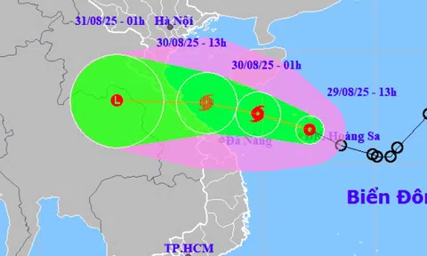 Áp thấp nhiệt đới sẽ mạnh thành bão, đổ bộ vào miền Trung trong chiều tối và đêm mai 30-8