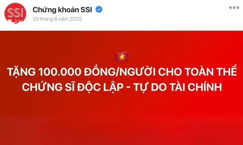 Thêm công ty chứng khoán tặng chứng sĩ 100.000 đồng dịp 2/9