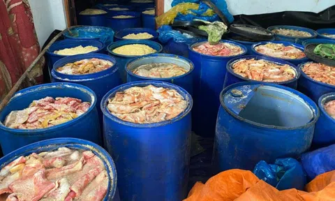 Phát hiện 4,9 tấn da heo bốc mùi hôi thối tại cơ sở sản xuất lạp xưởng