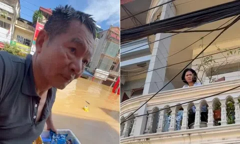 Ông bố U70 bơi 4 tiếng qua dòng nước ngập, đem đồ ăn cho con gái ở Thái Nguyên