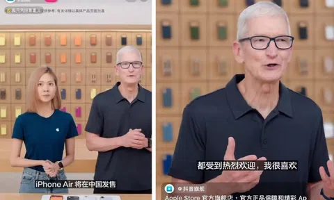 CEO Tim Cook bất ngờ tham gia livestream bán iPhone Air ở Trung Quốc