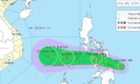 Xuất hiện áp thấp nhiệt đới giật cấp 9, dự báo mạnh lên thành bão số 15, hướng vào Nam Trung Bộ
