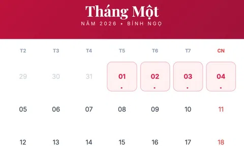 Bộ Nội vụ thông báo về lịch nghỉ Tết Dương lịch 4 ngày liên tục