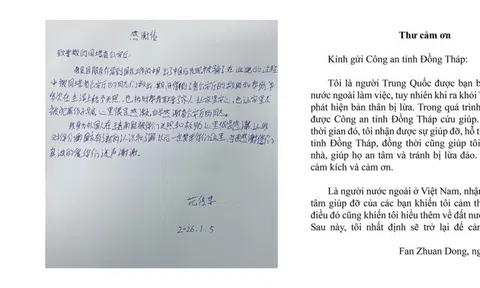 Được giải cứu an toàn, 1 công dân Trung Quốc gởi thư cảm ơn Công an tỉnh Đồng Tháp