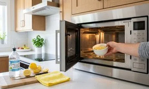 3 cách làm sạch lò vi sóng không cần cọ rửa mạnh