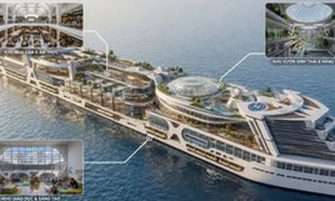 Siêu du thuyền được ví như "thành phố nổi" đầu tiên thế giới: Chứa tới 80.000 người, có cả bệnh viện, trường học và sân vận động 15.000 ghế