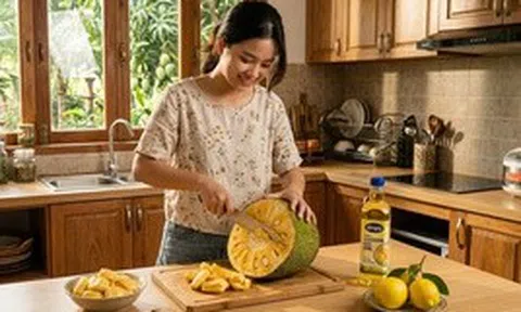 Cách bổ mít không dính nhựa vào dao