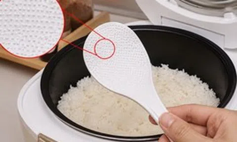 Vì sao muôi xới cơm luôn có nhiều hạt li ti nổi trên mặt?