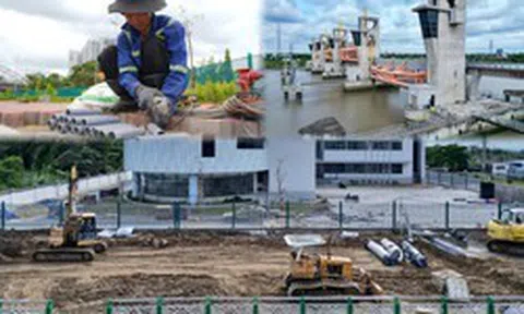Tấp nập thi công xuyên lễ tại siêu dự án ngăn triều 10.000 tỷ ở TP.HCM