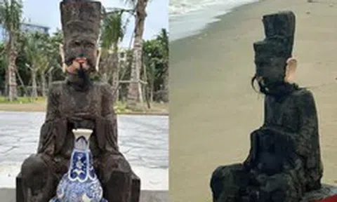 Pho tượng người đàn ông tai to trôi dạt vào bãi biển Cửa Lò
