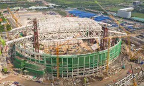 Mục sở thị mái vòm 8.600 tấn tự đóng mở của sân vận động PVF ở Hưng Yên