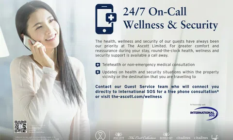 Ascott cung cấp dịch vụ hỗ trợ y tế, chăm sóc sức khoẻ và cảnh báo đi lại từ xa  cho khách hàng