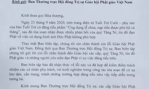 Ban biên tập báo Tuổi Trẻ xin lỗi Giáo hội, Tăng Ni, Phật tử